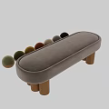 Modern Upholstered Sofa Bench With Round Wooden Legs In Beige And Brown Colors
