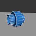 Blue Plastic Plumbing Pipe Fitting With Threaded Ends And Durable Construction 3d model