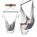 Macramé Hammock Chair With Soft Cushion And Tassels For Indoor Outdoor Use