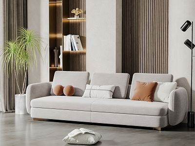 Modern double sofa three-seat sofa model