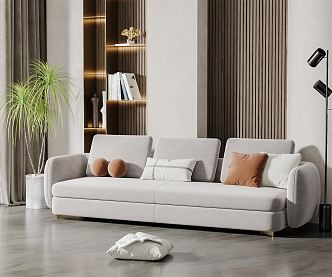 Modern double sofa three-seat sofa 3d model