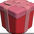 Decorative Ornament Set Featuring Pink Gift Box with Elegant Bow and Ribbon for Home Decor