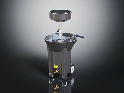 Heavy Duty Metal Industrial Waste Collection Device With Funnel Handle And Wheels 3d model