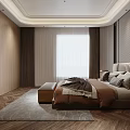 Elegant Modern Bedroom Interior With Upholstered Headboard Plush Pillows And Wooden Nightstand