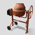 Orange Industrial Concrete Mixer With Metal Stand Wheels And Rotating Drum