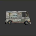 Vintage Weathered Food Truck With Rustic Exterior Chipped Paint And Metal Windows