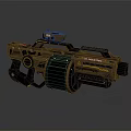 Futuristic Sci Fi Weapon With Scope Yellow Ring Red Text And Brown Black Design 3d model