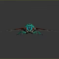 Colorful Cicada Featuring Vibrant Blue Green Red Colors and Transparent Wings with Black Patterns