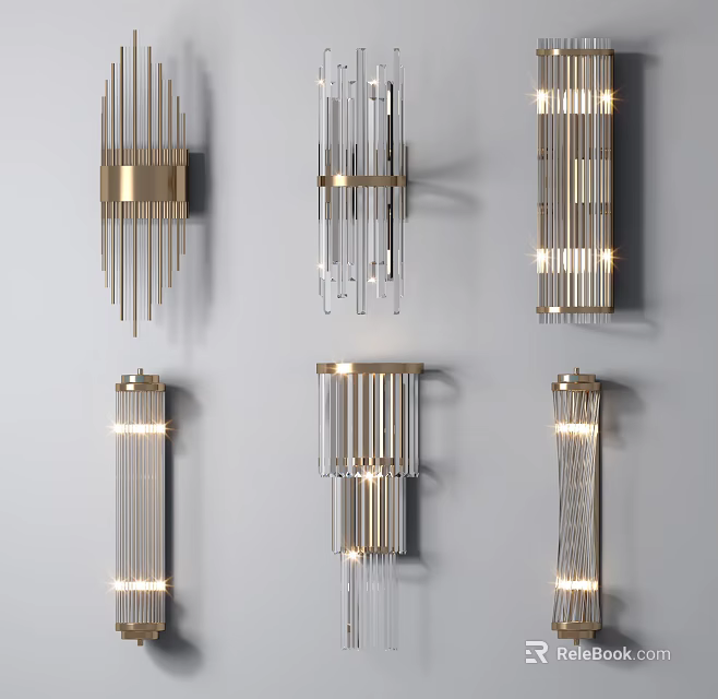 Luxury Crystal Chandeliers With Elegant Metal Frame And Linear Design Lighting 3d model 