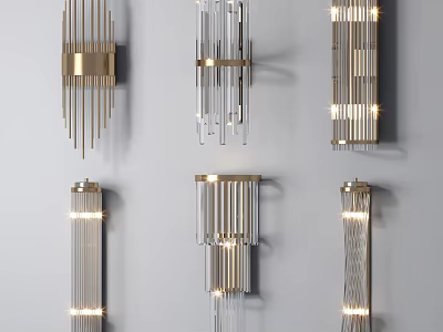 Luxury Crystal Chandeliers With Elegant Metal Frame And Linear Design Lighting 3d model