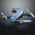 Modern Drone With Four Propellers Blue Lights And Sleek Body Design 3d model