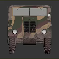 Classic Military Truck With Camouflage Pattern Canvas Roof And Multiple Wheels