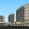 Modern Office Building Complex With Glass Facade And High Rise Structures