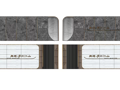 Elegant Modern Feature Wall Design With Marble Texture And Decorative Patterns 3d model