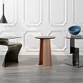 Modern Side Tables Interior With Unique Metal Base Round Top And Black Copper Design