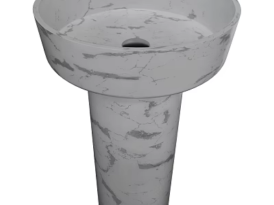 Carved Sculptural Marble Pedestal Sink With Natural Cracked Texture Design 3d model