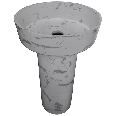 Carved Sculptural Marble Pedestal Sink With Natural Cracked Texture Design 3d model