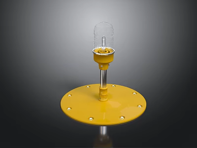 Yellow Industrial Base With Transparent Cover Metal Rod And Holes Design 3d model