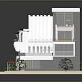 Modern White House Design With Wavy Roof Swimming Pool Balconies And Greenery