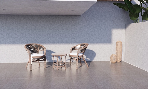 Quiet outdoor tables and chairs bamboo tables and chairs 3d model