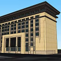 Classical Style Office Building With Beige Exterior Dark Brown Roof And Columns Portico