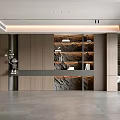 Modern Living Room Interior With Wooden Shelves Marble Wall And Open Space