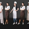 Women Posing Together In Different Styles Of Chef Uniforms And Aprons