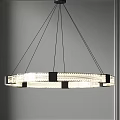 Modern Round Chandelier With Transparent Material Black Frame And Soft Lighting 3d model