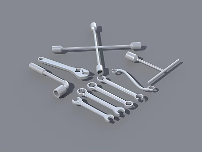 Essential Hardware Tools Collection With Wrenches Sockets L Shaped Wrenches And Extension Bars 3d model