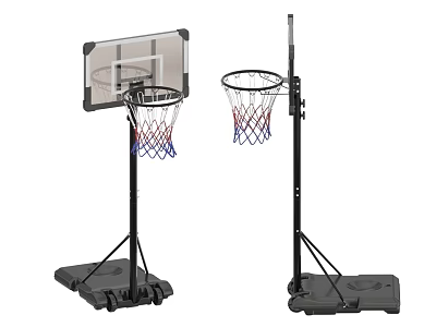 Portable Basketball Hoop with Adjustable Stand Backboard Rim and Net Base 3d model