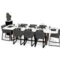 Modern Dining Table Set With Grey Chairs White Tabletop And Tableware Decorations