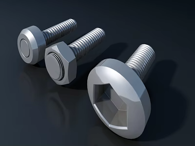 Metal Bolts Hardware Tools with Hexagon Head and Round Head Design for Industrial Construction Projects 3d model