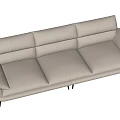Modern Beige Leather Multi Seater Sofa With Sleek Design And Metal Legs