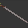 Blue Medieval Sword With Wooden Handle And Sharp Polished Blade