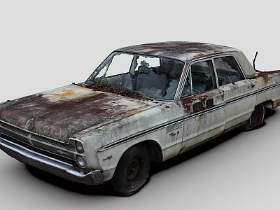 Old Rusted Classic Car Exterior With Weathered Body And Chipped Paint 3d model