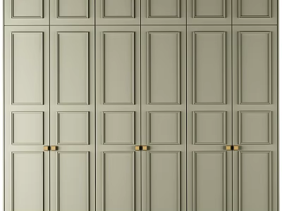 Modern Light Gray Dresser With Multiple Drawers And Golden Handles 3d model