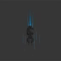 Futuristic Sci-Fi Spaceship Flying With Blue Light Trails And Detailed Mechanical Structure