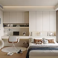 Modern Kids Room Interior Design With Bed Desk Chair And Rabbit Stuffed Toy