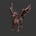Fantasy Dragon Character 3D Model With Winged Body And Spiked Features