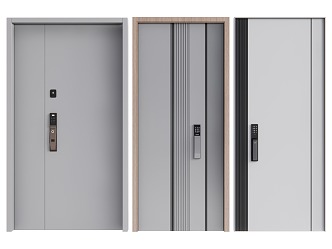 Modern security door combination single door sub-mother door combination lock door entry door 3d model