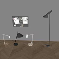 Modern Cream Style Table Lamp Table Lamp Reading Lamp Floor Lamp Display Notebook Small Blackboard 3d model