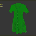 Blue V Neck Short Sleeves Pleated Dress With White Buttons Elegant Fit