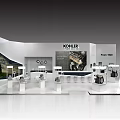 KOHLER Modern Exhibition Booth Displaying Bathroom Products With White Design And Cabinets