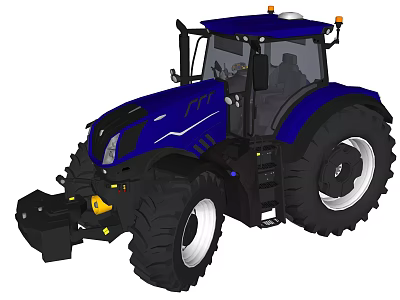 Blue Agricultural Tractor with Large Tires Spacious Cabin and Functional Design for Farming Operations 3d model