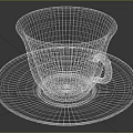 Clear Transparent Glass Cup With Handle And Matching Saucer Design
