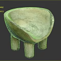 Rustic Handcrafted Wooden Stool With Natural Wood Grain Irregular Shape And Three Legs