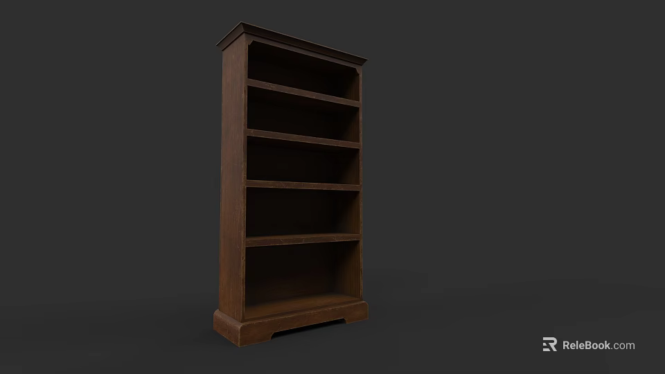 Wooden Standing Bookshelf With Multiple Shelves For Home Library Storage 3d model 