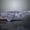 Futuristic Sci-Fi Weapon with Gray Mechanical Structure and Yellow Accents Design 3d model