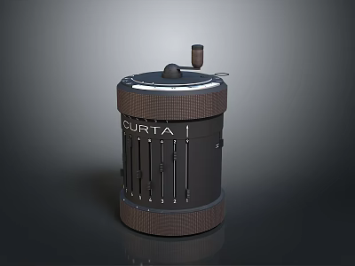 Curta Mechanical Calculator Classic Vintage Design With Intricate Mechanical Parts 3d model