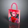 Vibrant Pink Shopping Bag With Anime Character Print And Stylish Design